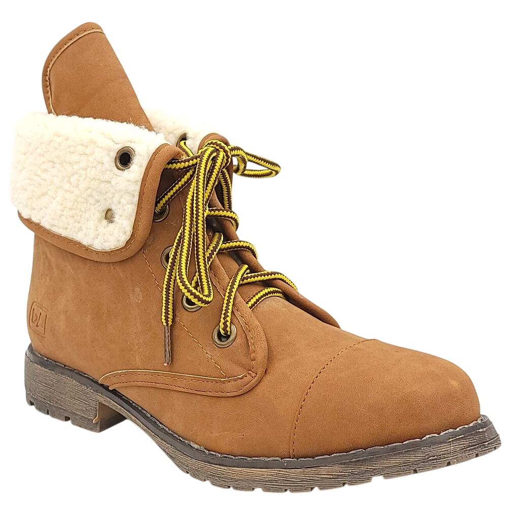 Dirty Laundry Women Raeven Fleece Lined Combat Boots Size US 7.5 Chamois Brown